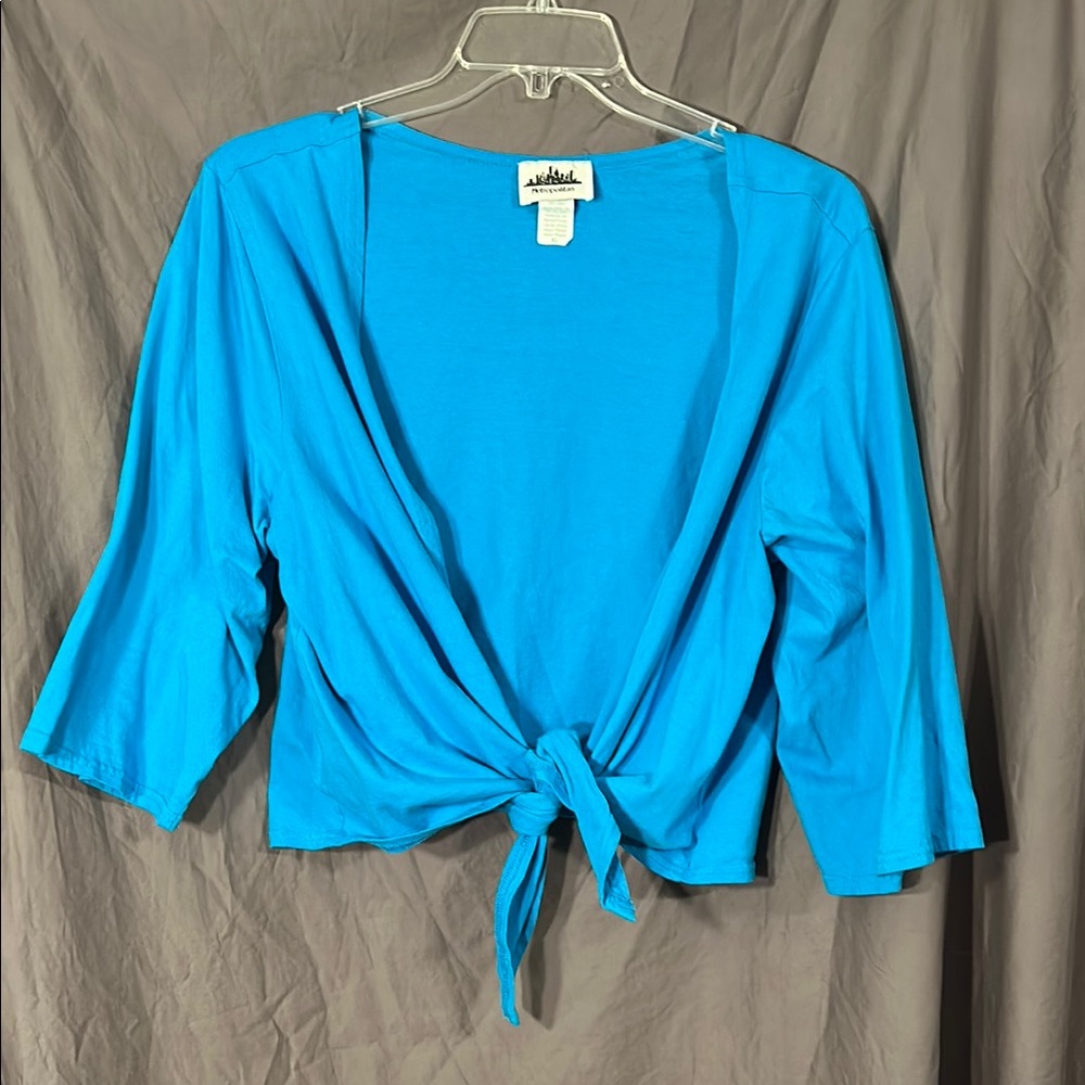 Vibrant Blue Tie-Front Cardigan 3/4 Sleeves XL
